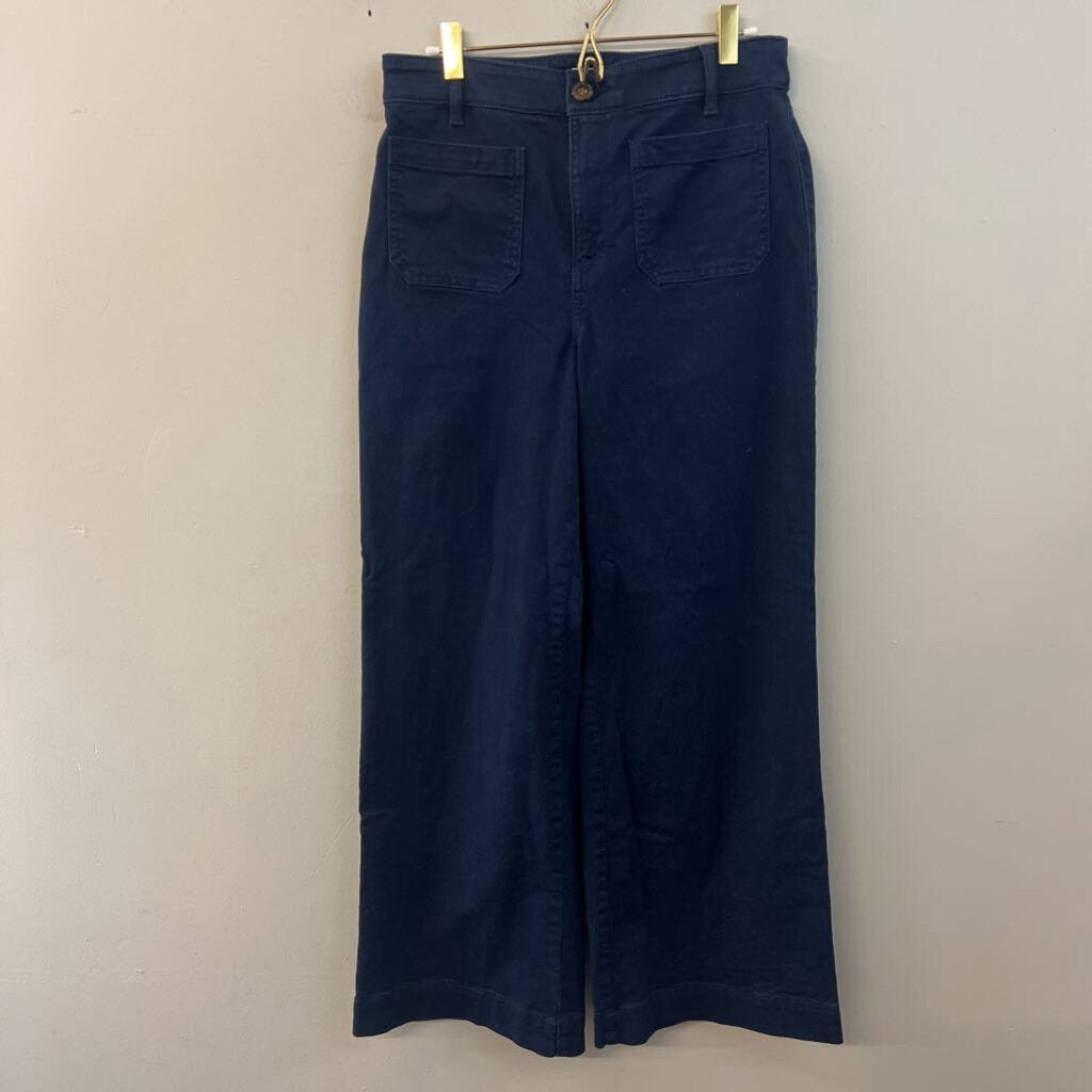 Loft Navy Blue The Palmer Wide Leg Denim Trouser Pants 4