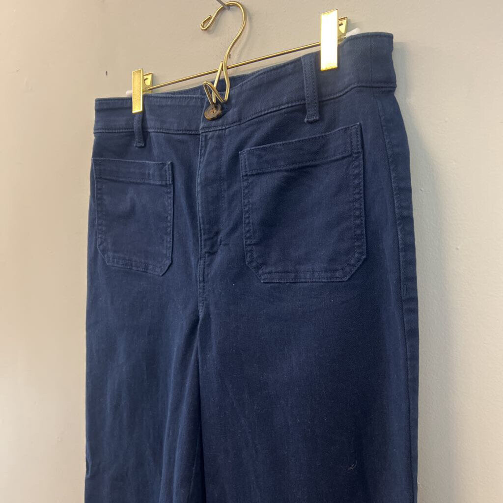 Loft Navy Blue The Palmer Wide Leg Denim Trouser Pants 4