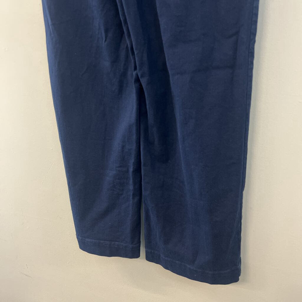 Loft Navy Blue The Palmer Wide Leg Denim Trouser Pants 4
