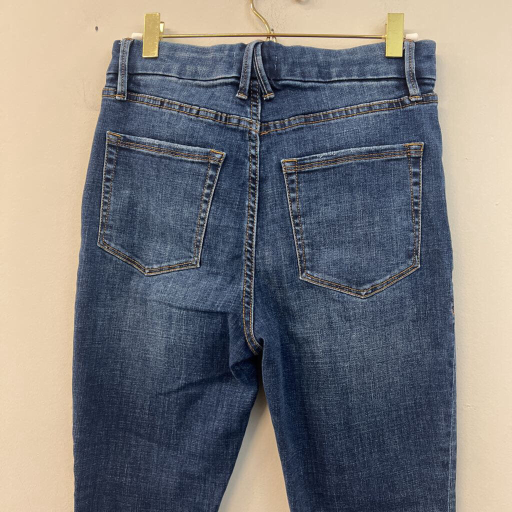 Good American Dark Wash Frayed Hem Skinny Jeans 28