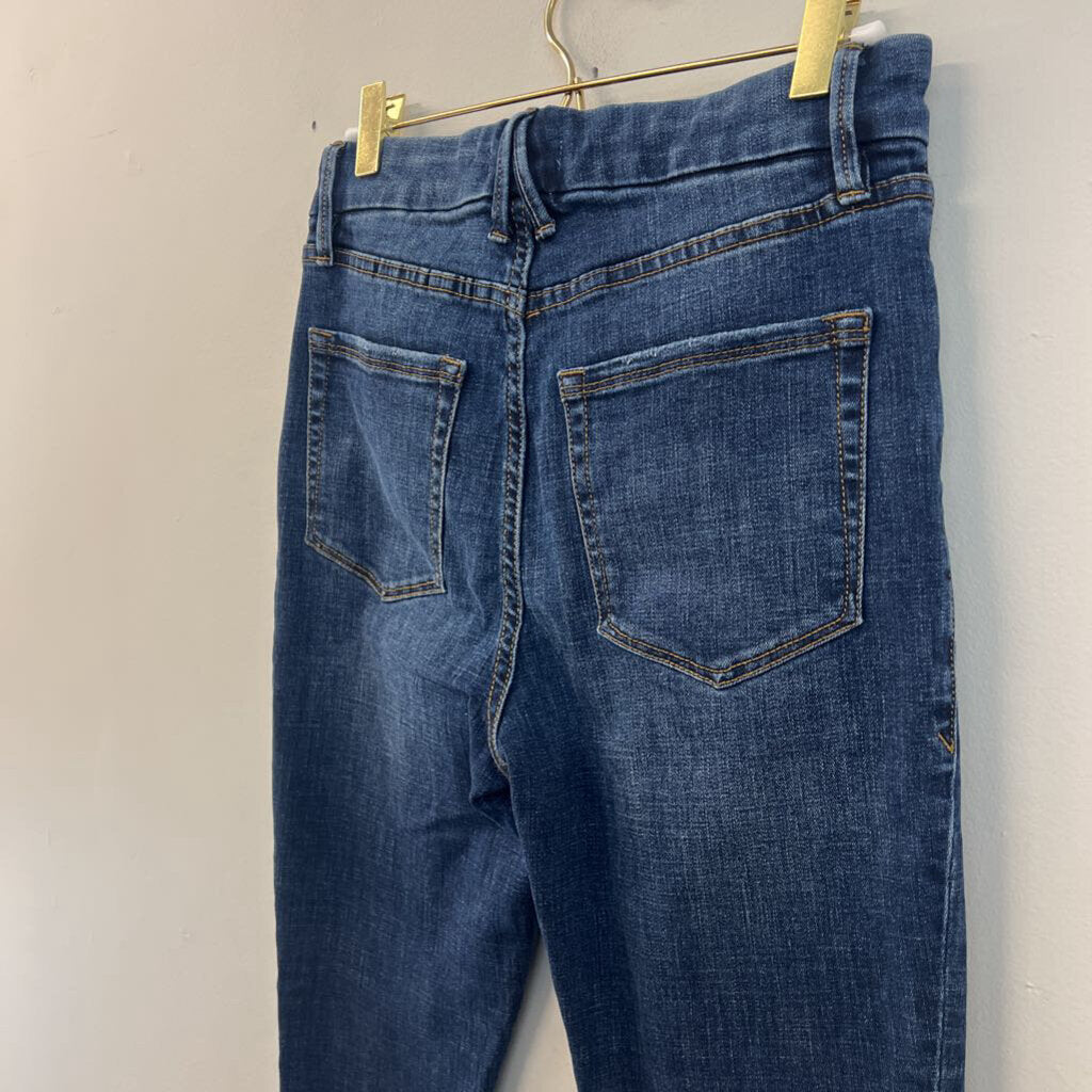 Good American Dark Wash Frayed Hem Skinny Jeans 28