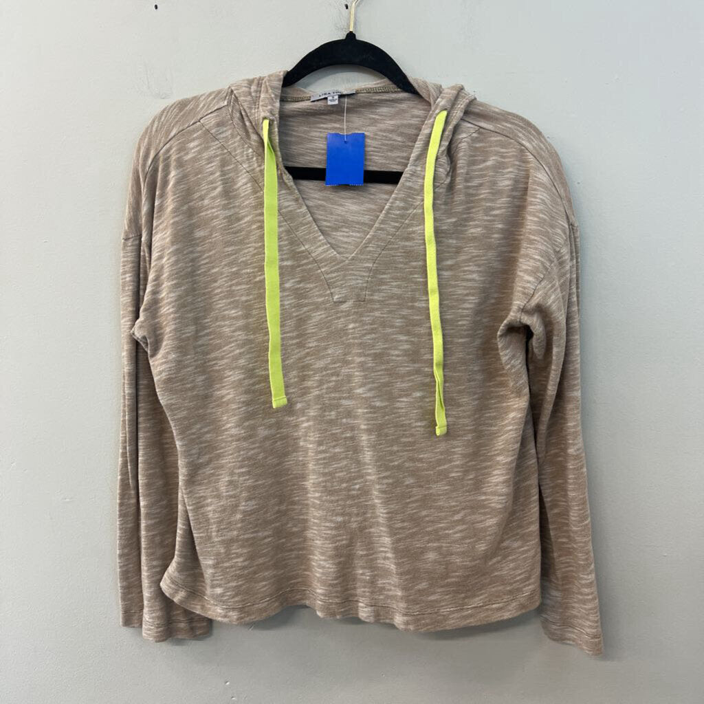 Lisa Todd Brown/ Lime Green Long Sleeve Hooded Pullover Small