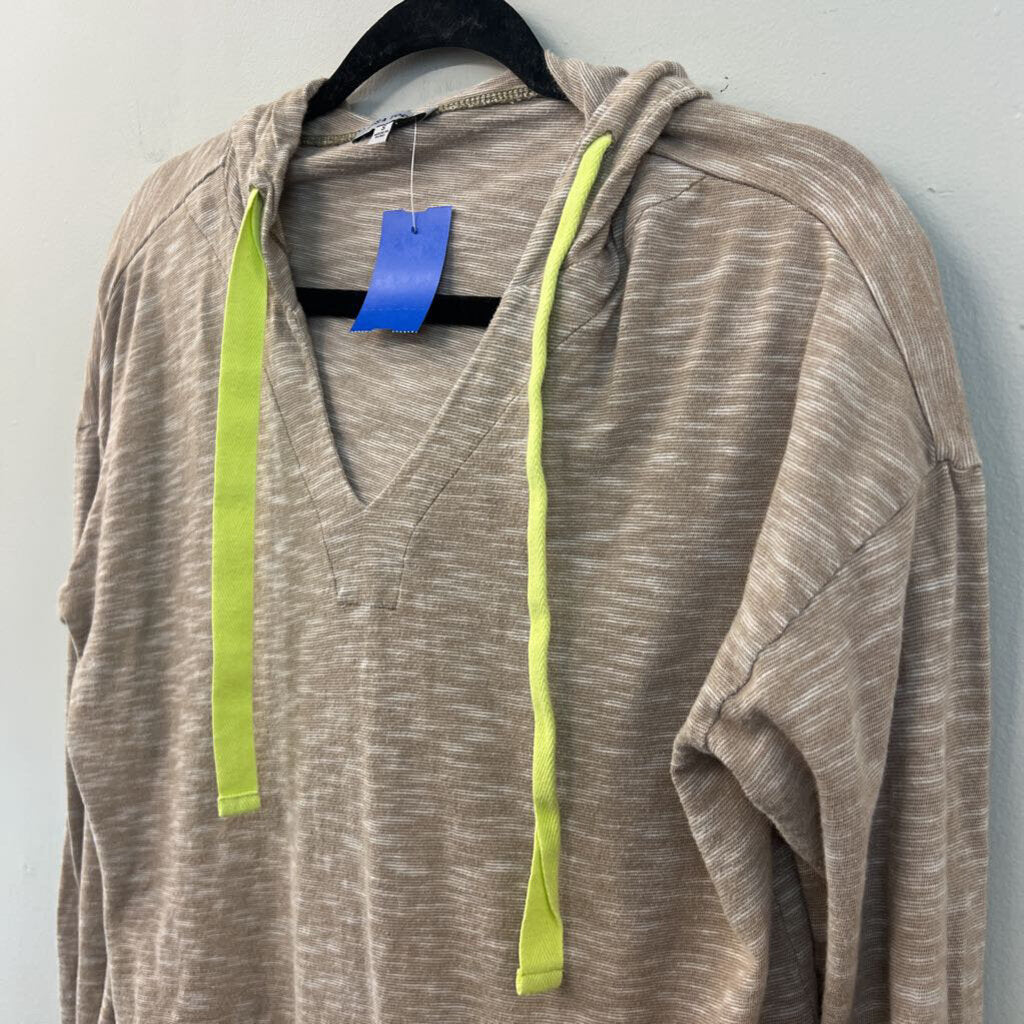 Lisa Todd Brown/ Lime Green Long Sleeve Hooded Pullover Small