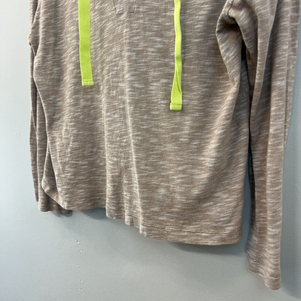 Lisa Todd Brown/ Lime Green Long Sleeve Hooded Pullover Small