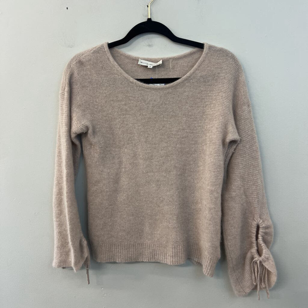 White and Warren Brown 100% Cashmere Long Sleeve Sweater Top Medium