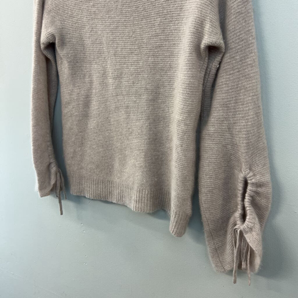 White and Warren Brown 100% Cashmere Long Sleeve Sweater Top Medium