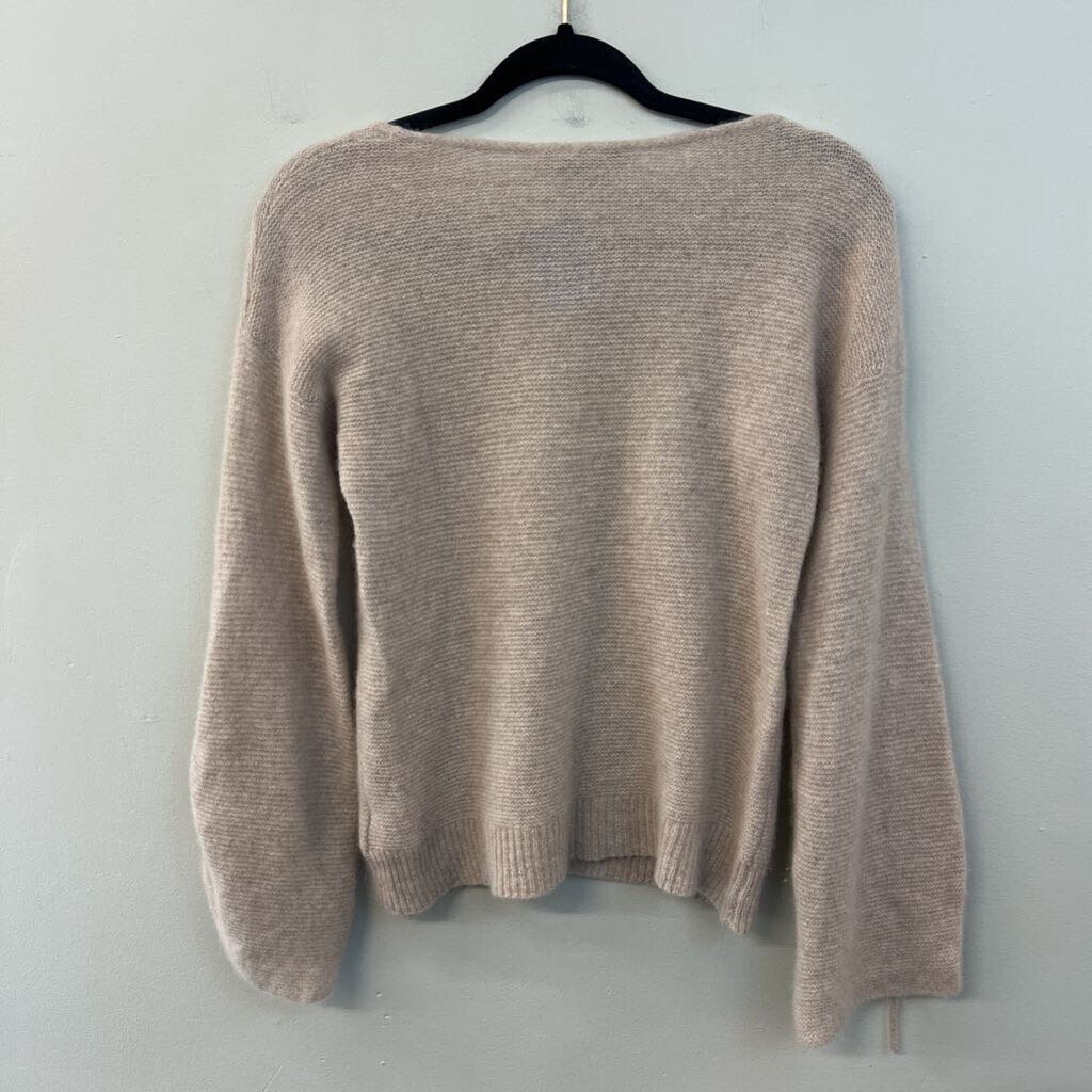 White and Warren Brown 100% Cashmere Long Sleeve Sweater Top Medium