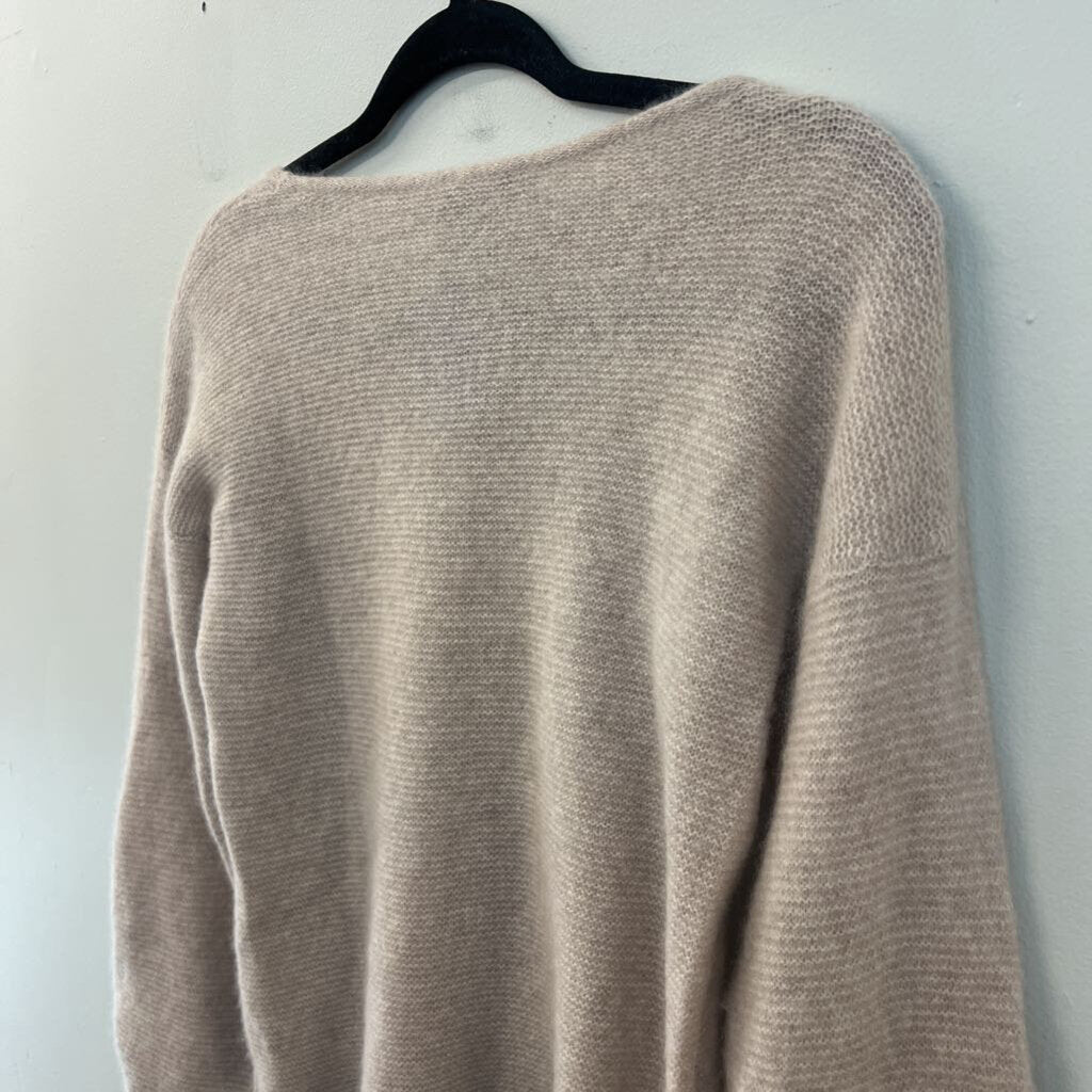 White and Warren Brown 100% Cashmere Long Sleeve Sweater Top Medium