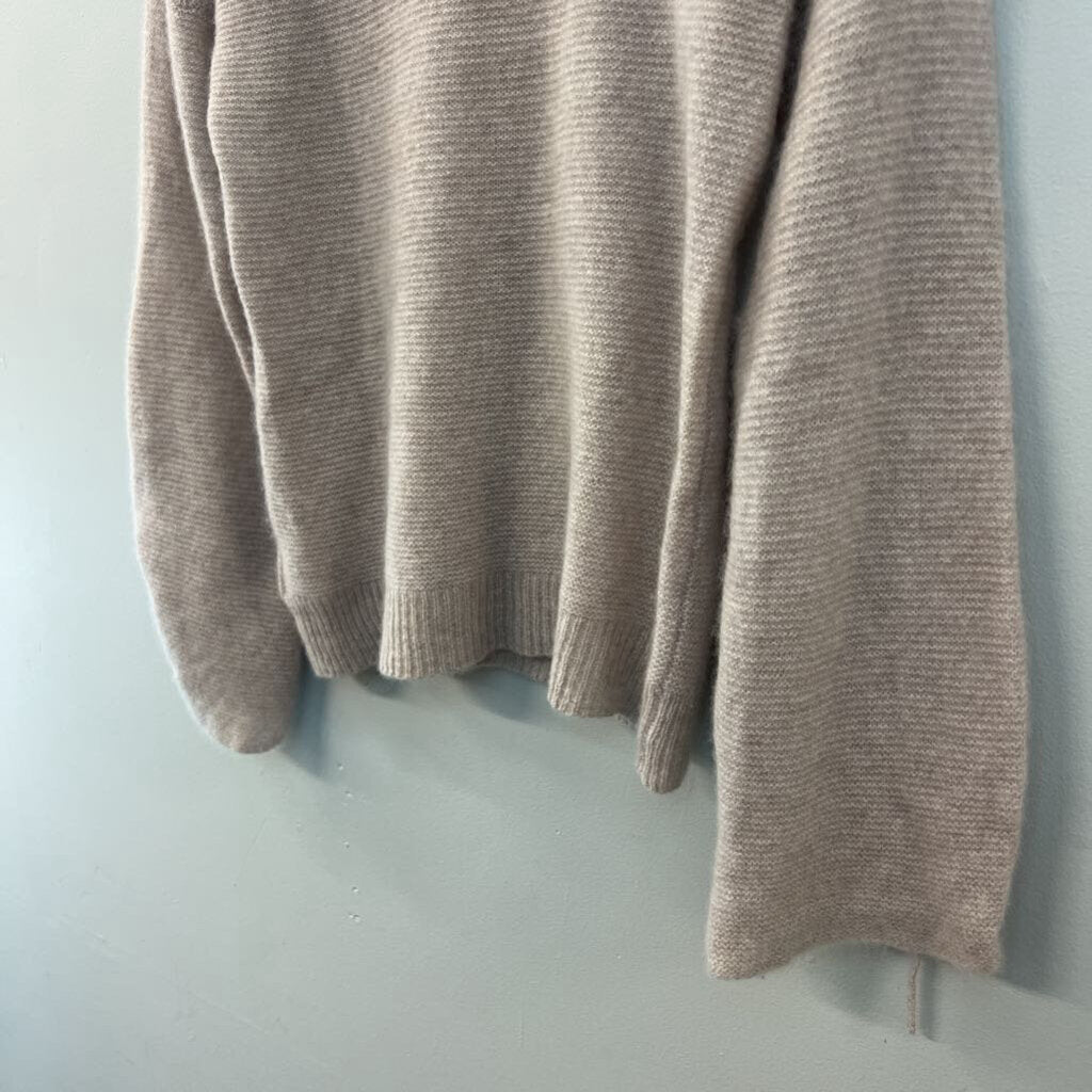 White and Warren Brown 100% Cashmere Long Sleeve Sweater Top Medium