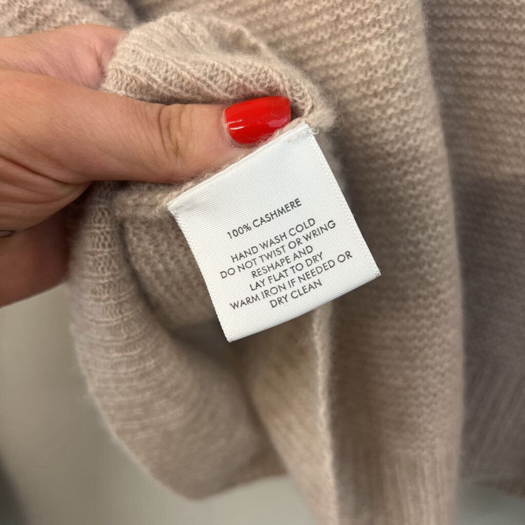 White and Warren Brown 100% Cashmere Long Sleeve Sweater Top Medium