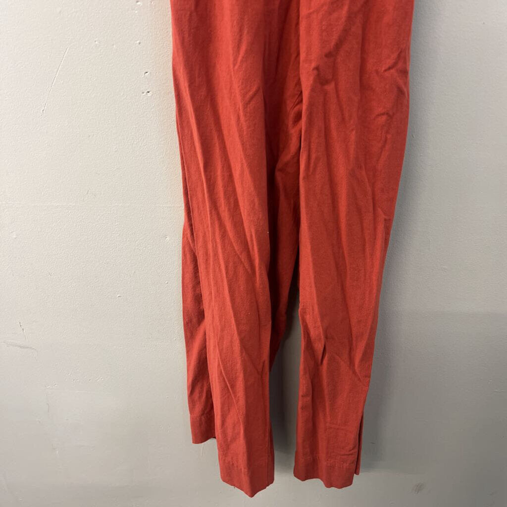 Burnt Orange Button Front Tie Back Jumpsuit Small