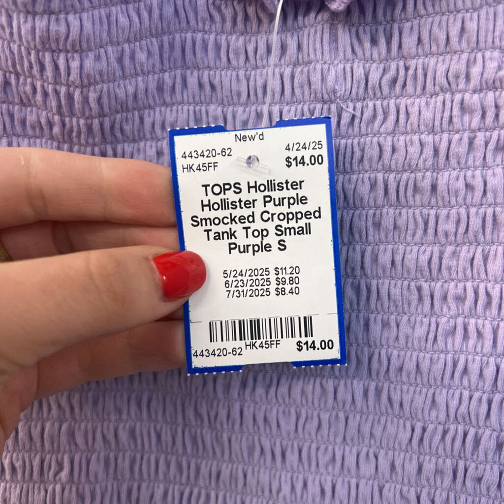 Hollister Purple Smocked Cropped Tank Top Small