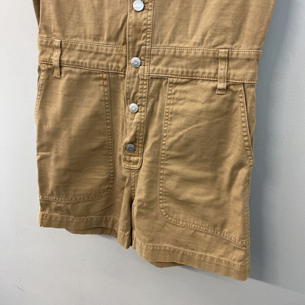 Madewell Brown Denim Short Sleeve Button Front Romper Medium