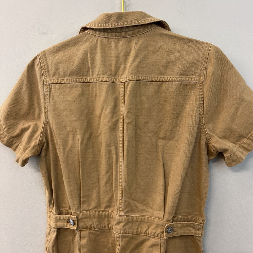 Madewell Brown Denim Short Sleeve Button Front Romper Medium