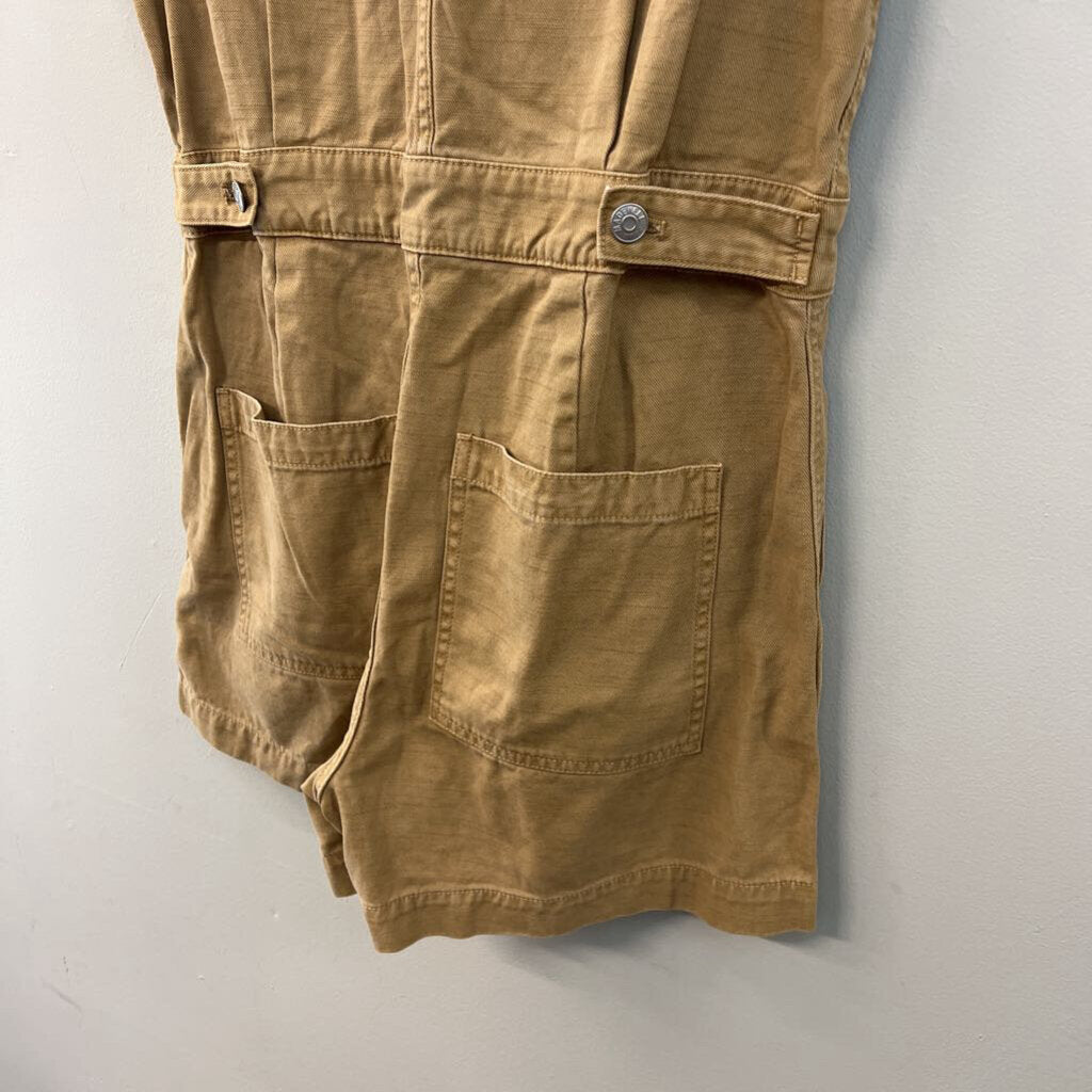 Madewell Brown Denim Short Sleeve Button Front Romper Medium