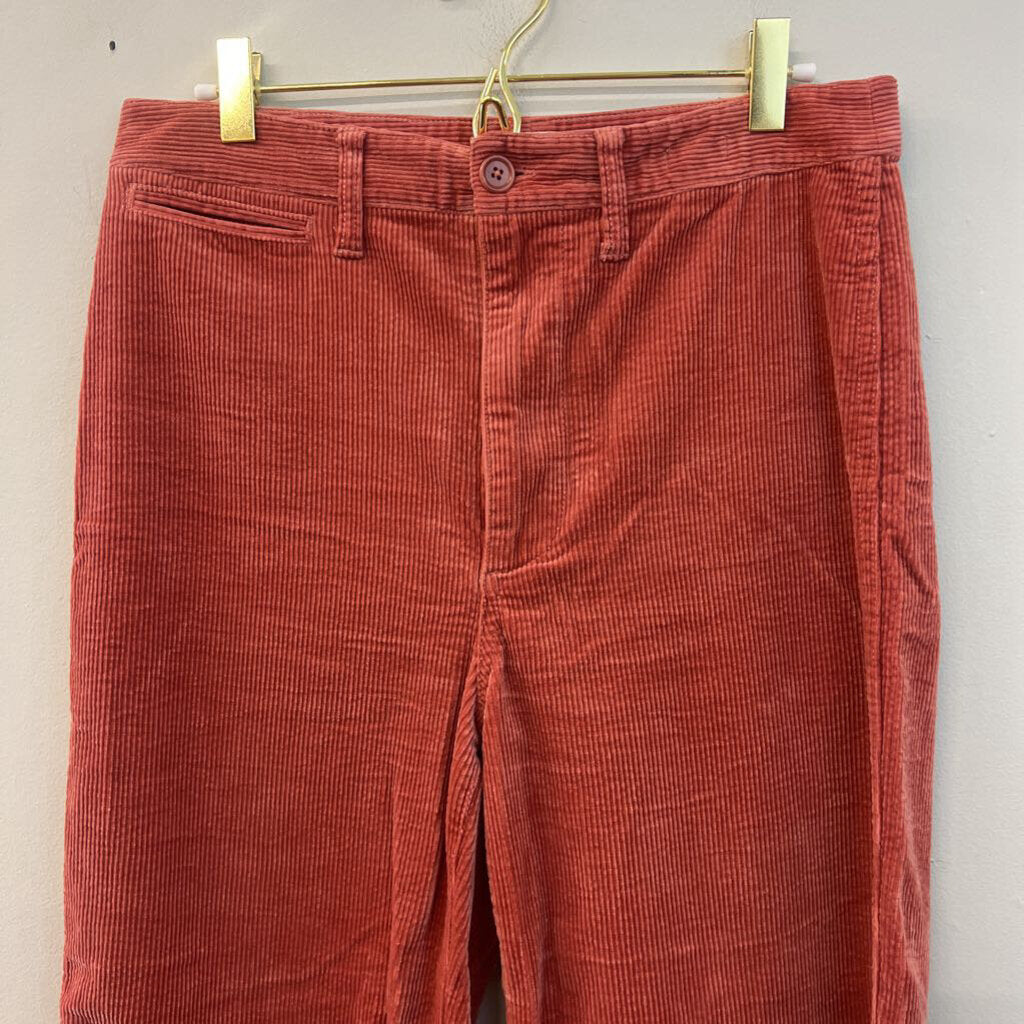 Madewell Red Corduroy Slim Emmett Wide Leg Crop Pants 27