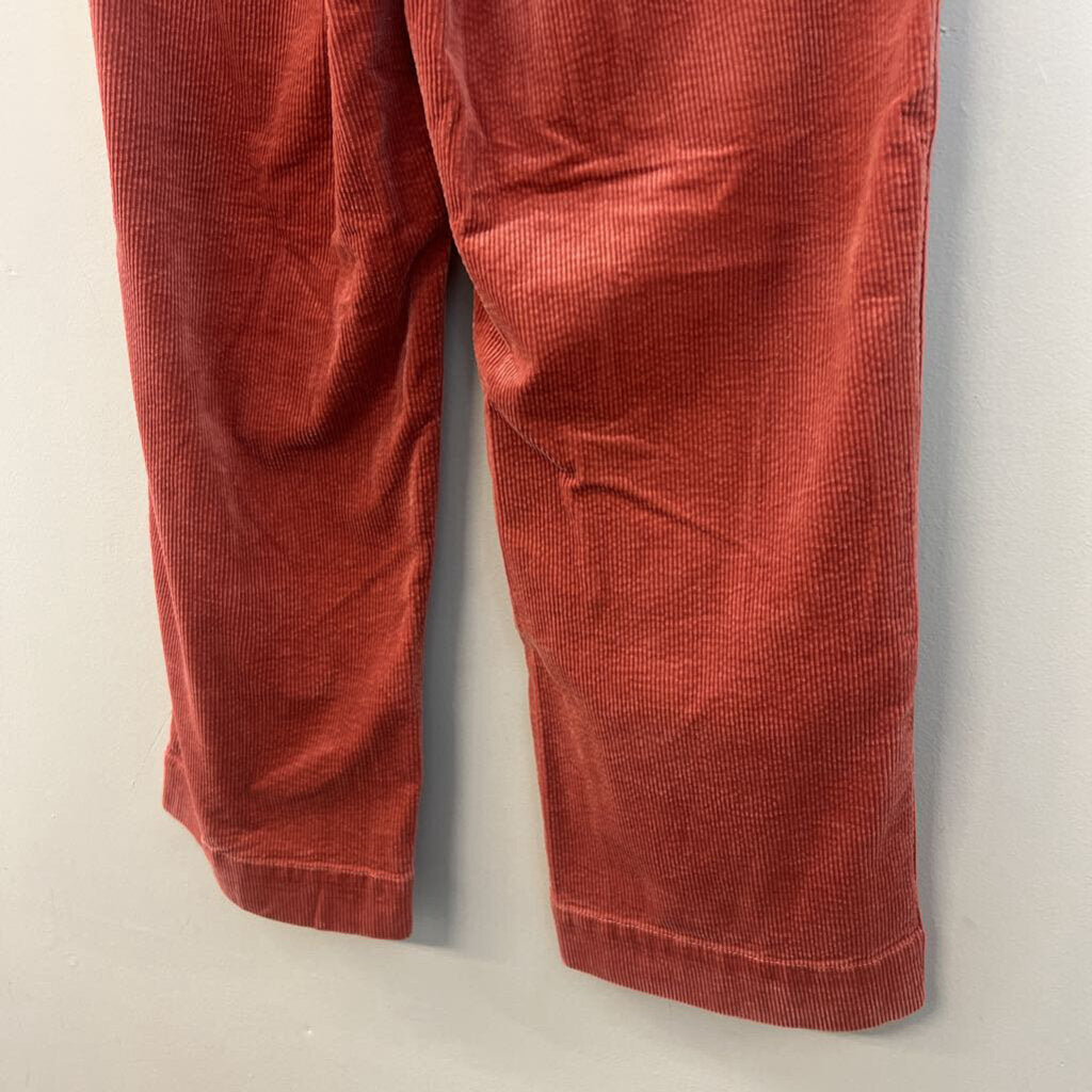 Madewell Red Corduroy Slim Emmett Wide Leg Crop Pants 27