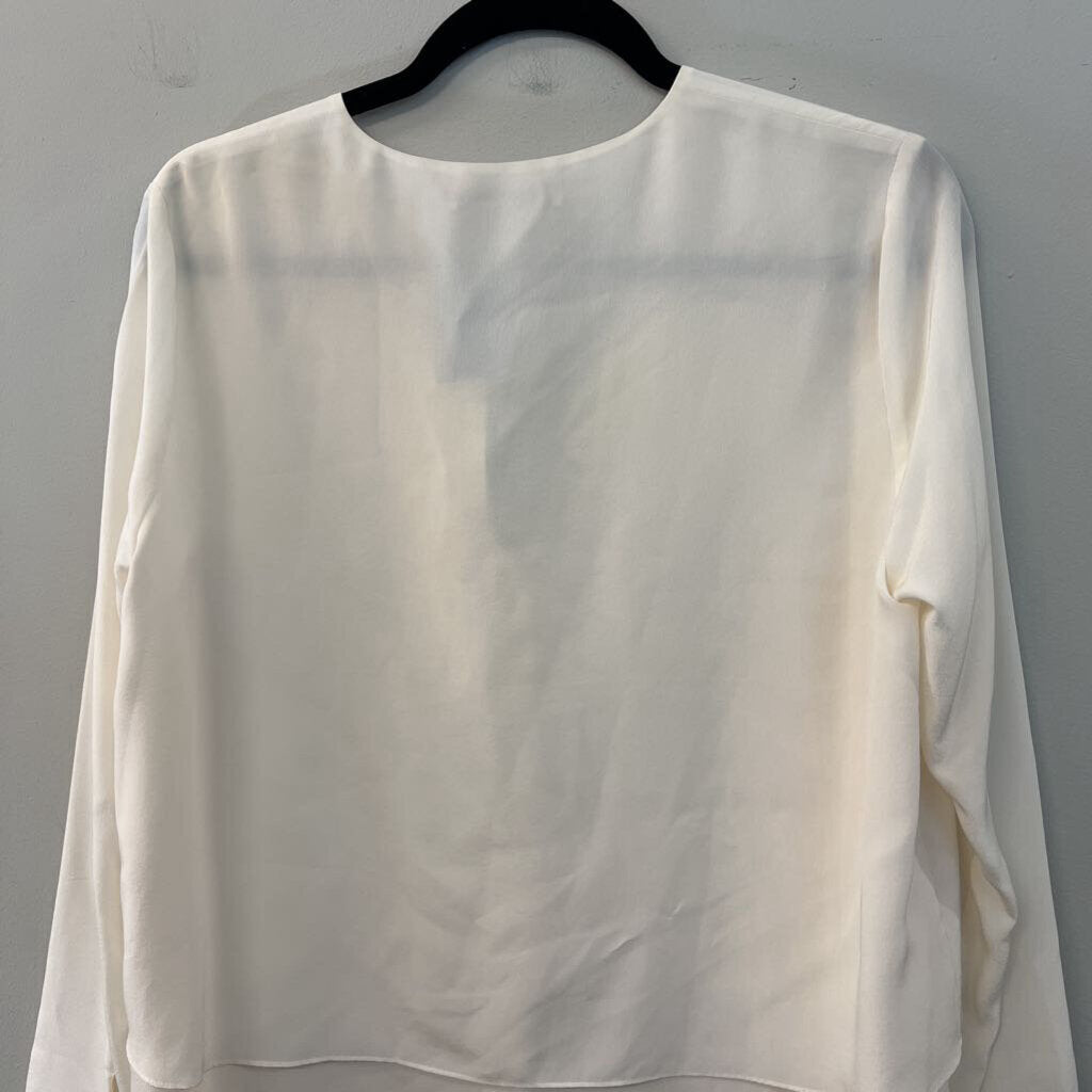 Dorothee Schumacher Cream 100% Silk Long Sleeve Button Front Top Medium