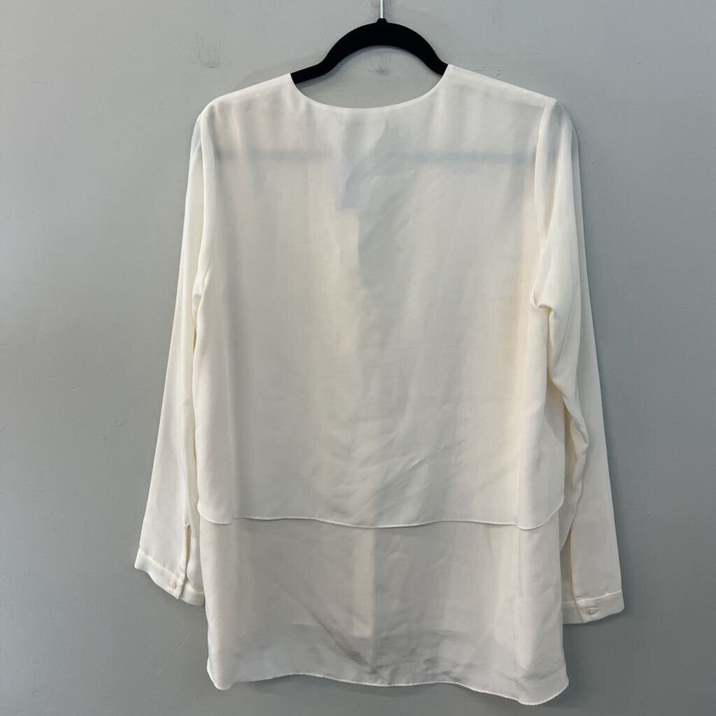 Dorothee Schumacher Cream 100% Silk Long Sleeve Button Front Top Medium