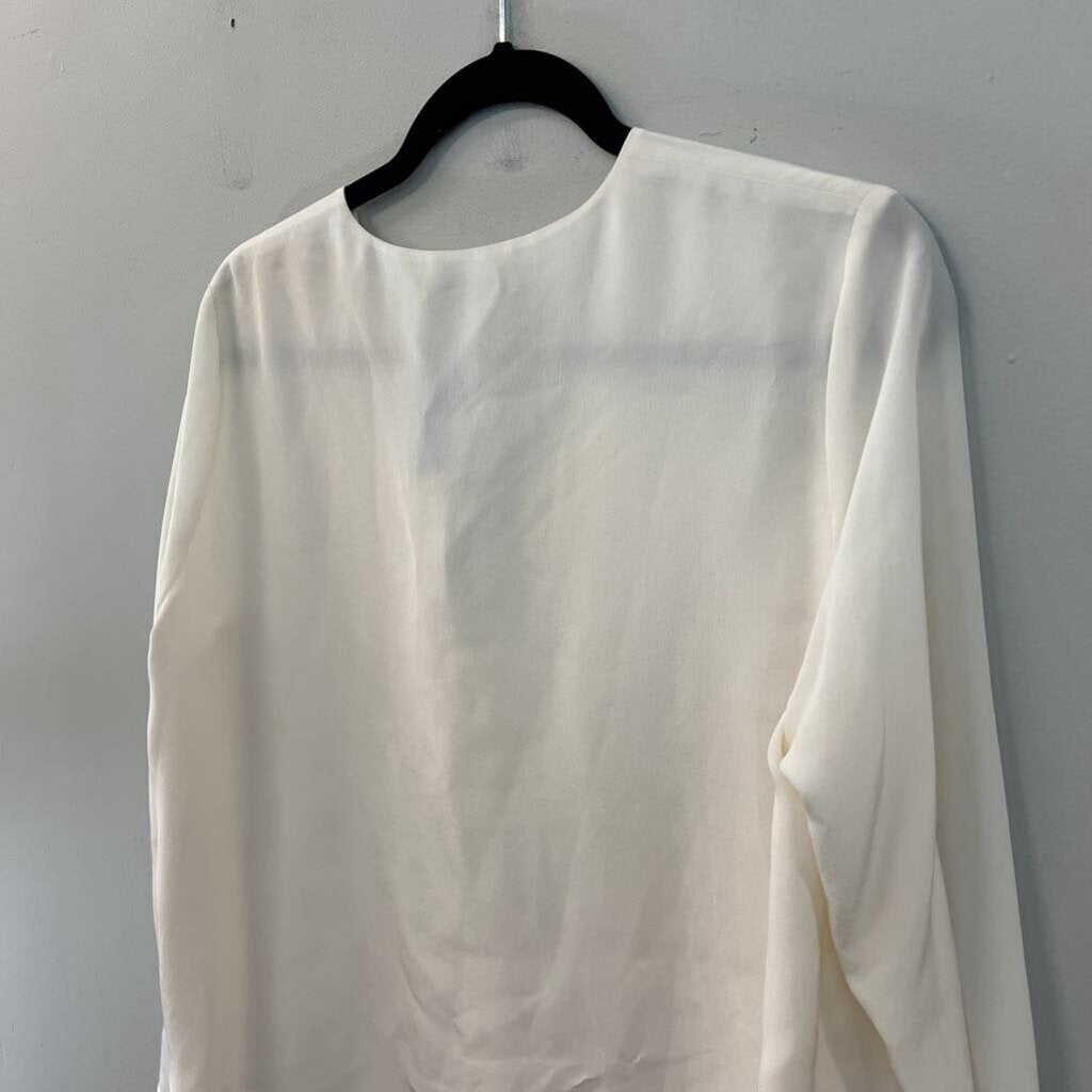 Dorothee Schumacher Cream 100% Silk Long Sleeve Button Front Top Medium