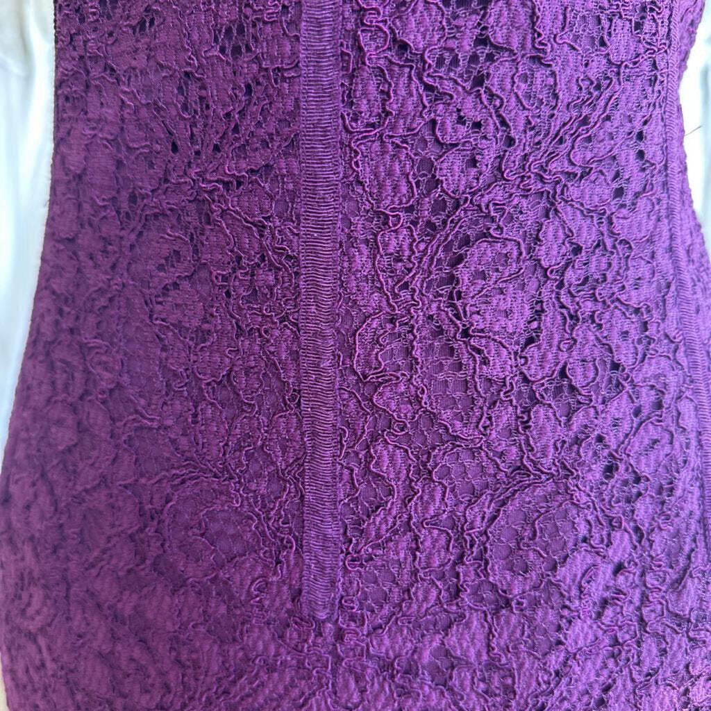 Adrianna Papell Purple Lace Short Sleeve Formal Dress 14