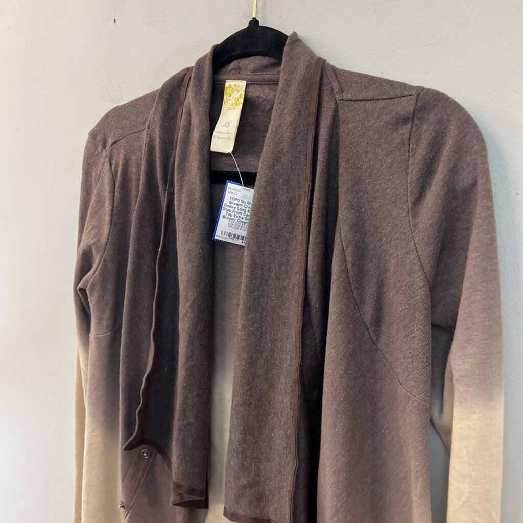 Brown/ Cream Ombre Long Sleeve Snap Front Cardigan Top Extra Small