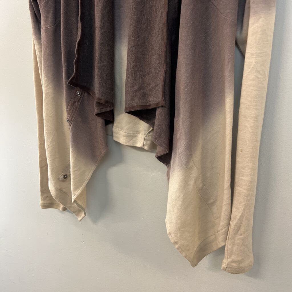 Brown/ Cream Ombre Long Sleeve Snap Front Cardigan Top Extra Small