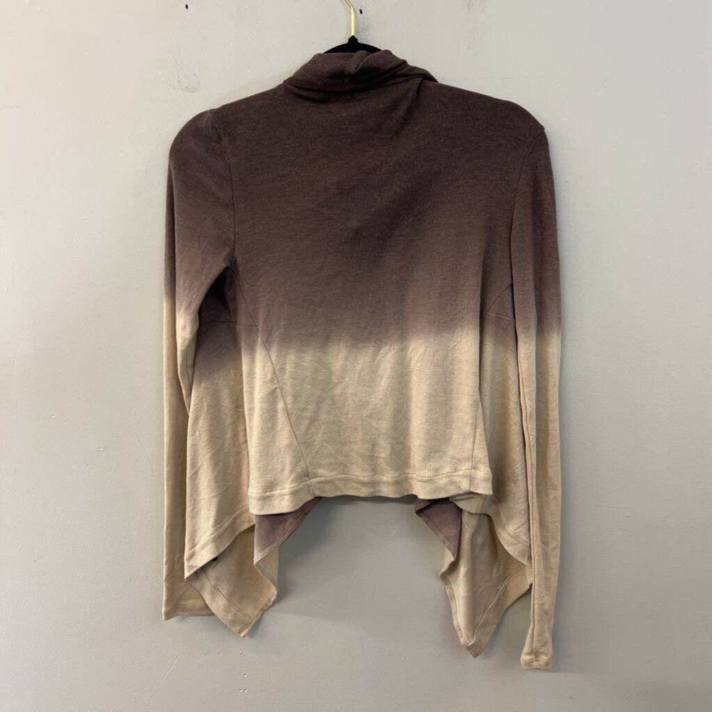Brown/ Cream Ombre Long Sleeve Snap Front Cardigan Top Extra Small