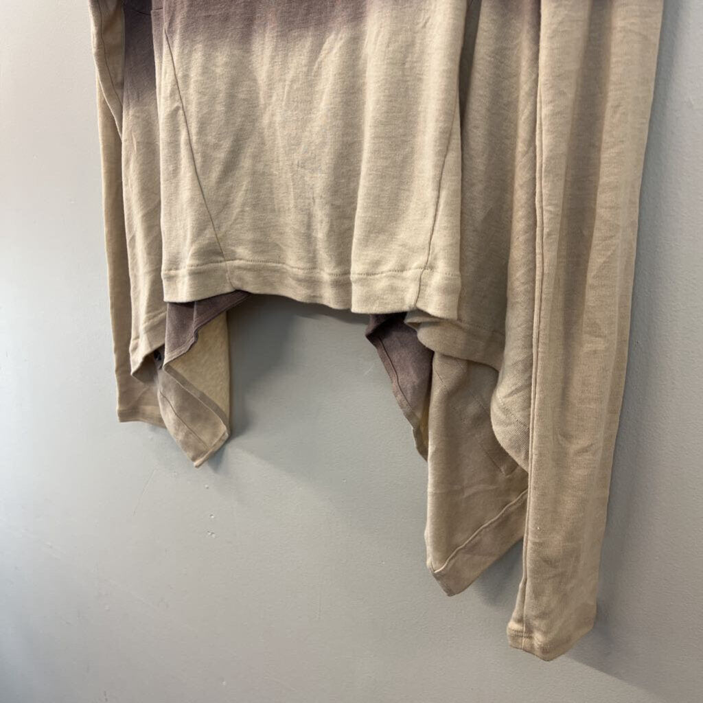 Brown/ Cream Ombre Long Sleeve Snap Front Cardigan Top Extra Small