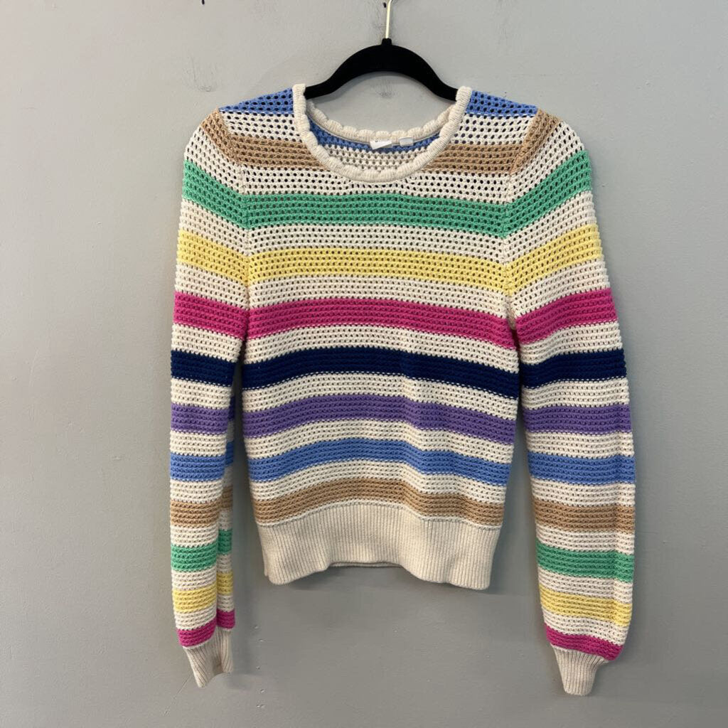 Gap Cream/ Multi Striped Knit Long Sleeve Sweater Top Extra Small