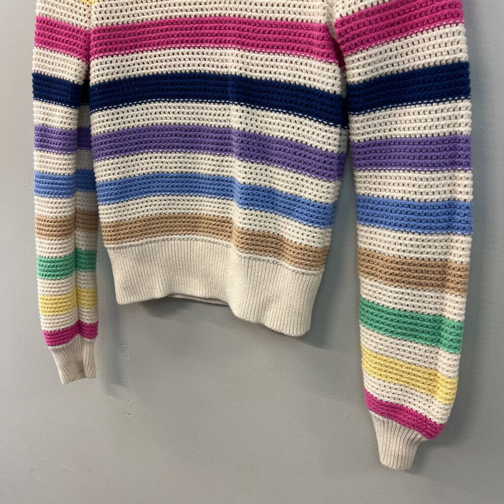 Gap Cream/ Multi Striped Knit Long Sleeve Sweater Top Extra Small