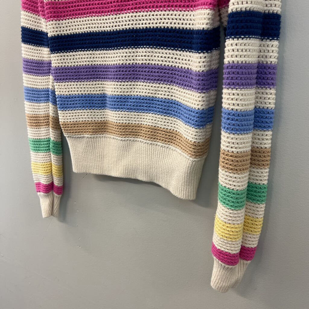 Gap Cream/ Multi Striped Knit Long Sleeve Sweater Top Extra Small