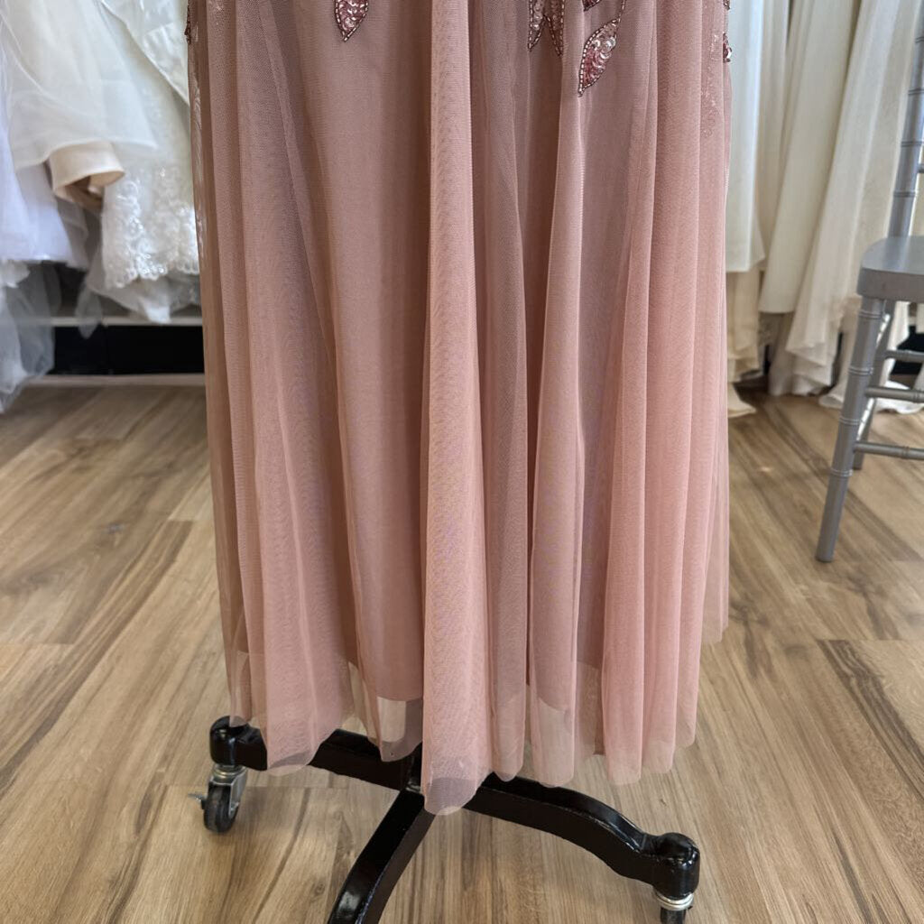 Adrianna Papell Sequin and Tulle Flutter Sleeve Dress 12P