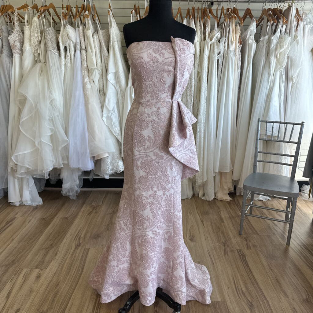 Feriani Strapless Shimmer Brocade Long Dress 14