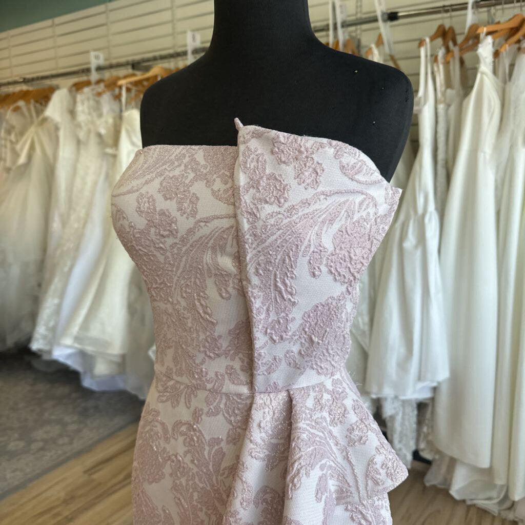 Feriani Strapless Shimmer Brocade Long Dress 14