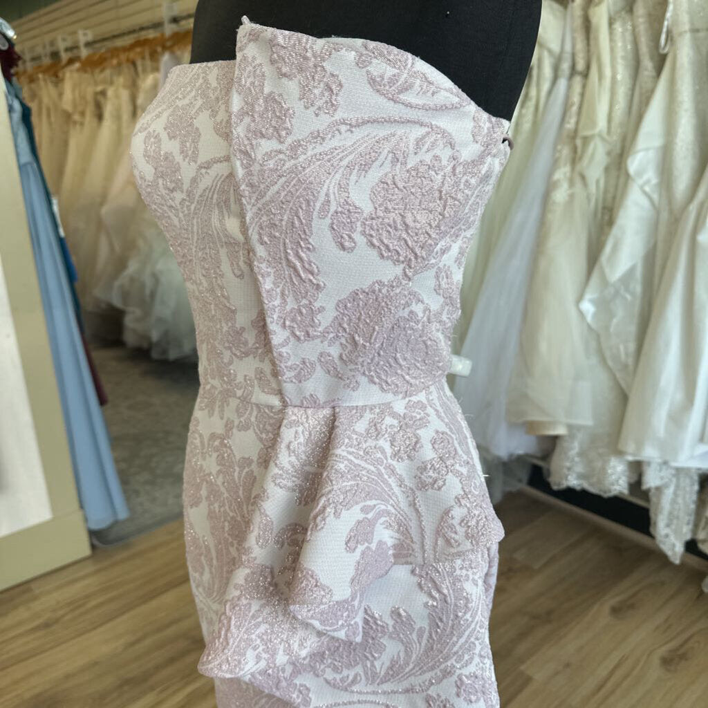 Feriani Strapless Shimmer Brocade Long Dress 14