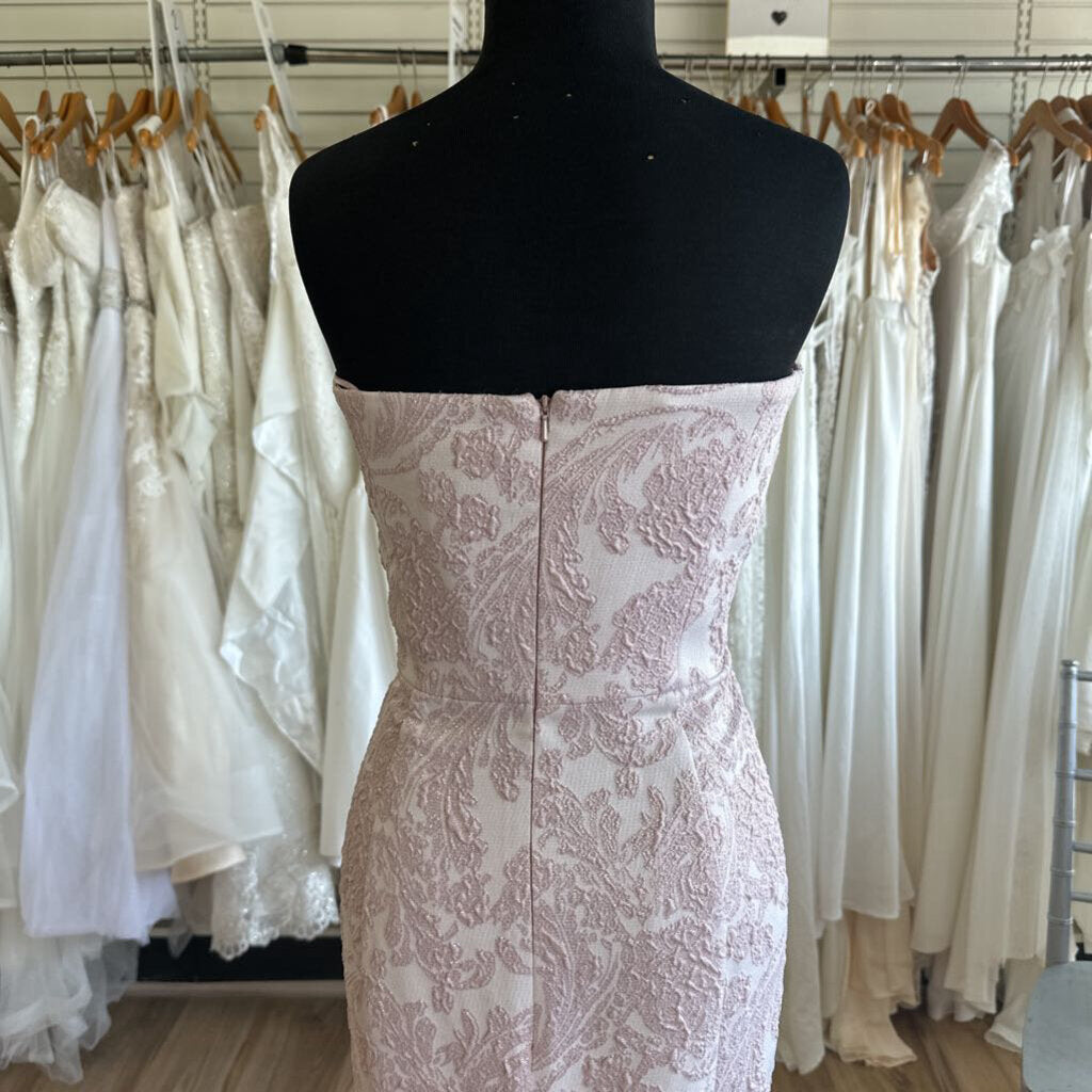 Feriani Strapless Shimmer Brocade Long Dress 14