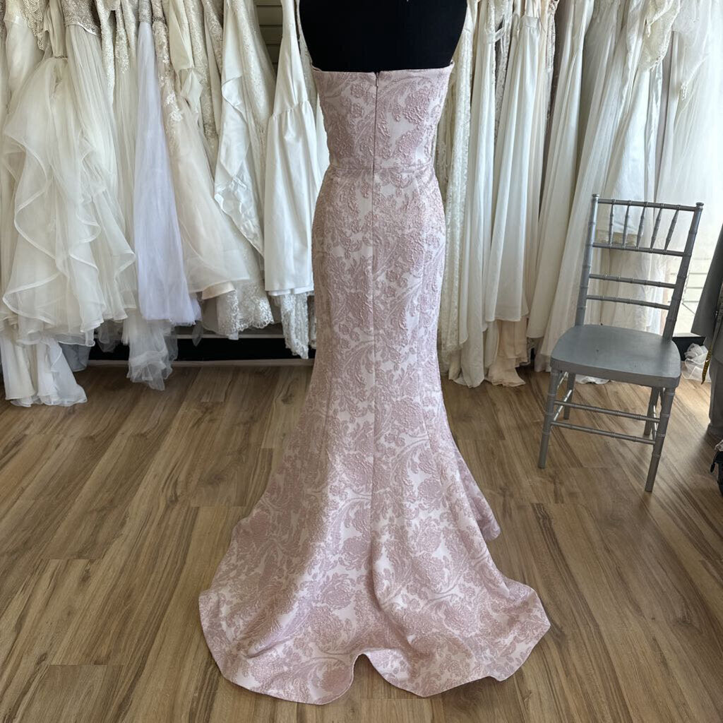Feriani Strapless Shimmer Brocade Long Dress 14