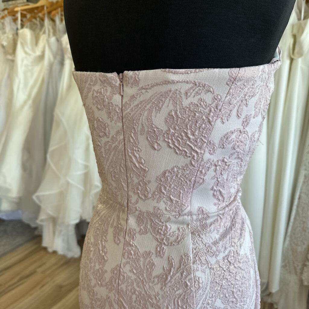 Feriani Strapless Shimmer Brocade Long Dress 14