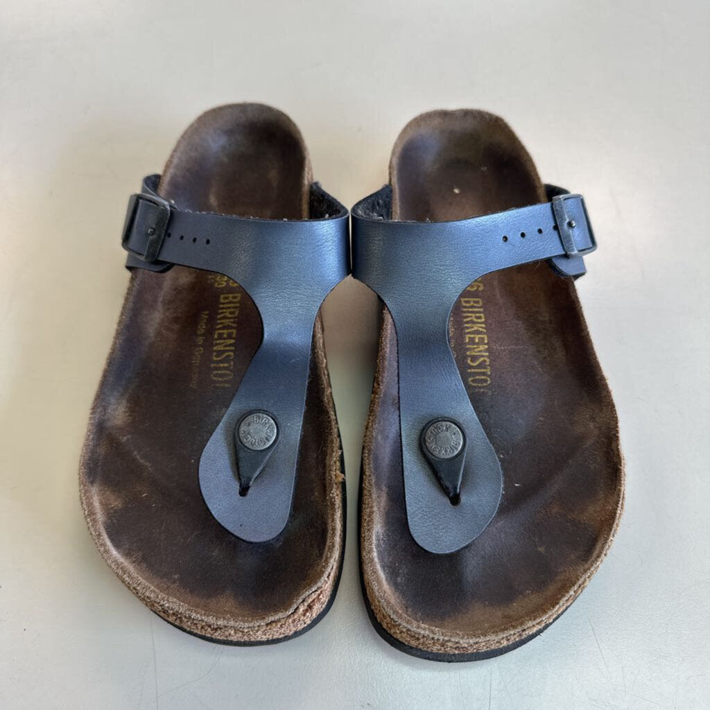 Birkenstock Grey Leather Strap Sandals 36