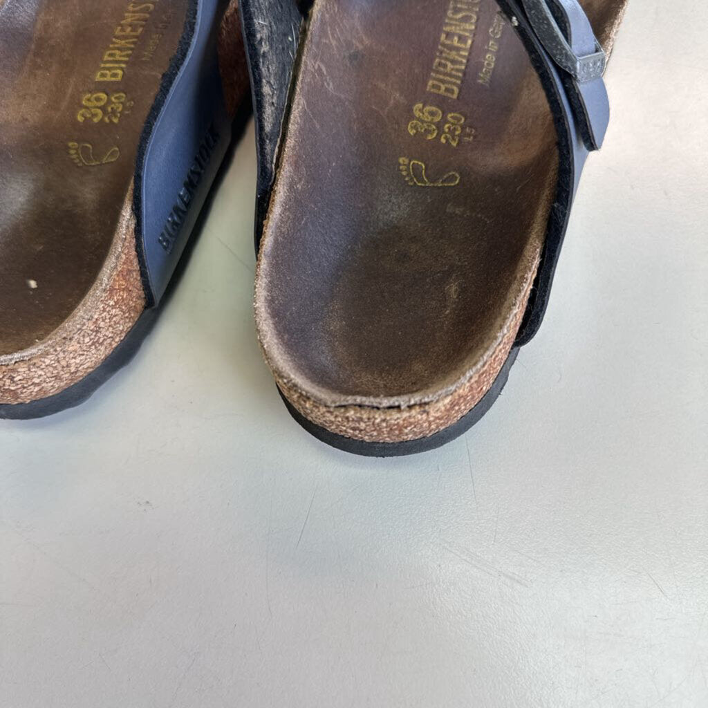 Birkenstock Grey Leather Strap Sandals 36