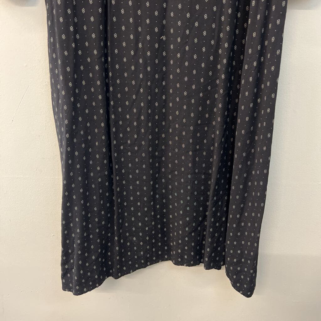 Able Black/ Cream Print Long Sleeve Midi Dress Extra Large