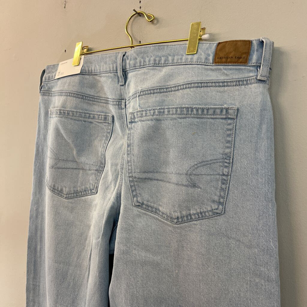 American Eagle Light Wash Metallic Silver Stripe Stovepipe Jeans 18