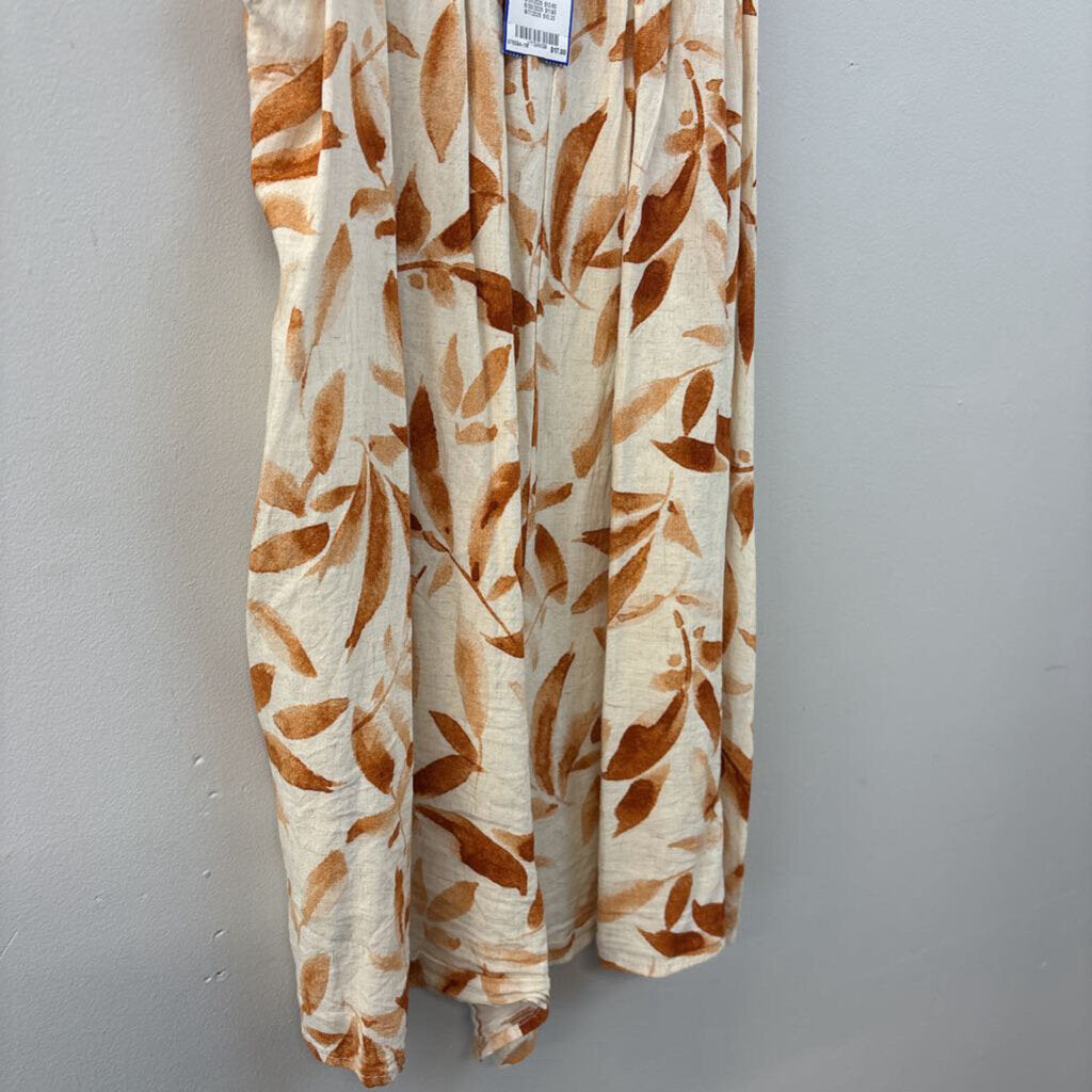 Ces Femme Beige/ Orange Leaf Print Romper Medium