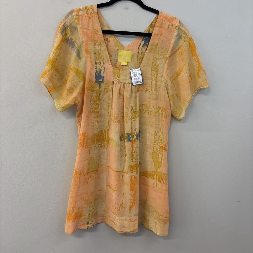 Maeve Orange/ Yellow Print Short Sleeve Tunic Top 4