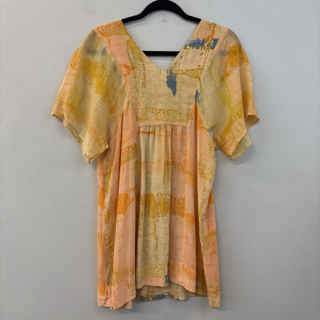 Maeve Orange/ Yellow Print Short Sleeve Tunic Top 4