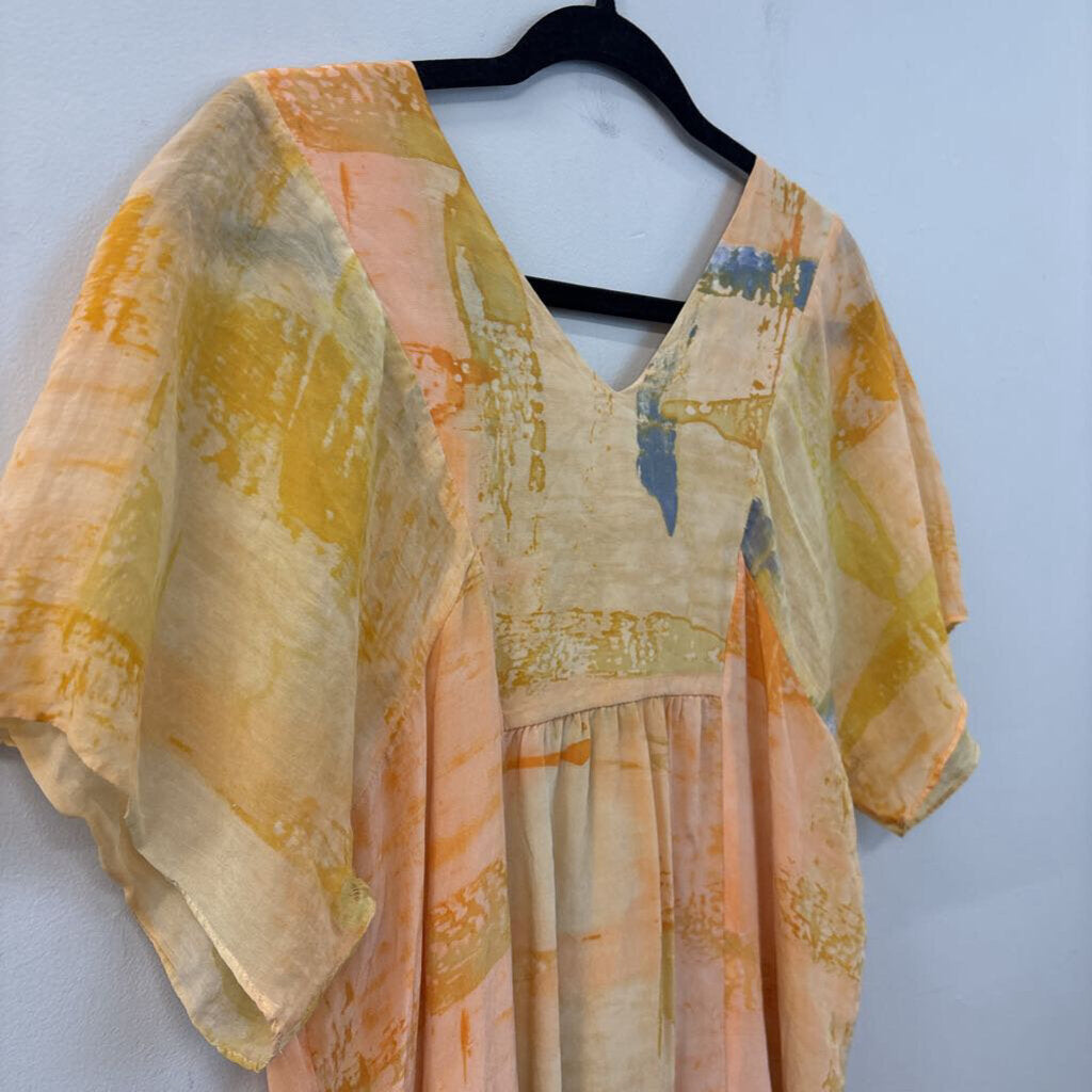 Maeve Orange/ Yellow Print Short Sleeve Tunic Top 4