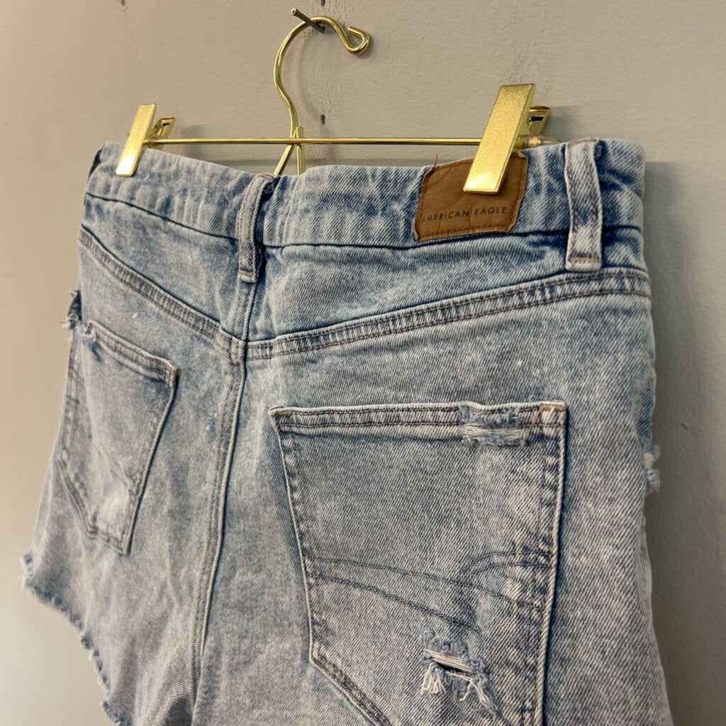 American Eagle Light Wash Distressed Denim Shorts 10