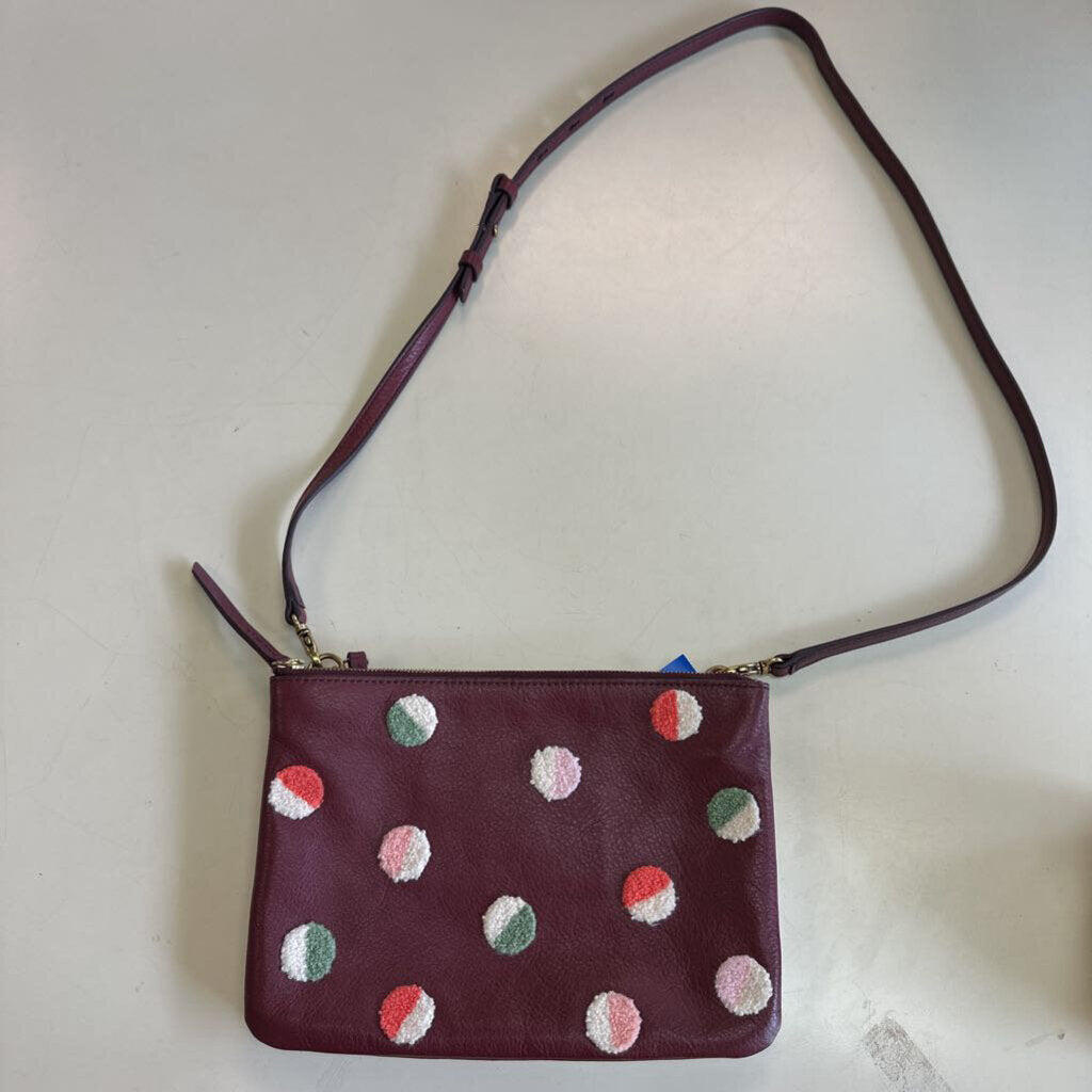 Fossil Burgundy/ Multi Dot Detail Crossbody Purse