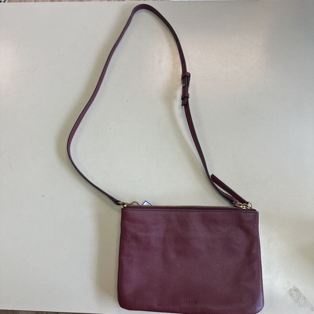 Fossil Burgundy/ Multi Dot Detail Crossbody Purse